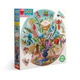 Eeboo | Crazy Bug Bouquet - Bjorn Rune Lie | 500 Pieces | Round Jigsaw Puzzle