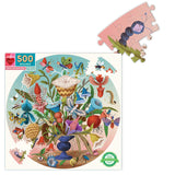 Eeboo | Crazy Bug Bouquet - Bjorn Rune Lie | 500 Pieces | Round Jigsaw Puzzle