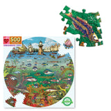 Eeboo | Fish & Boats - Saxton Freymann | 500 Pieces | Round Jigsaw Puzzle