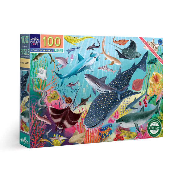 Eeboo | Love of Sharks - Uta Krugmann | 100 Pieces | Jigsaw Puzzle
