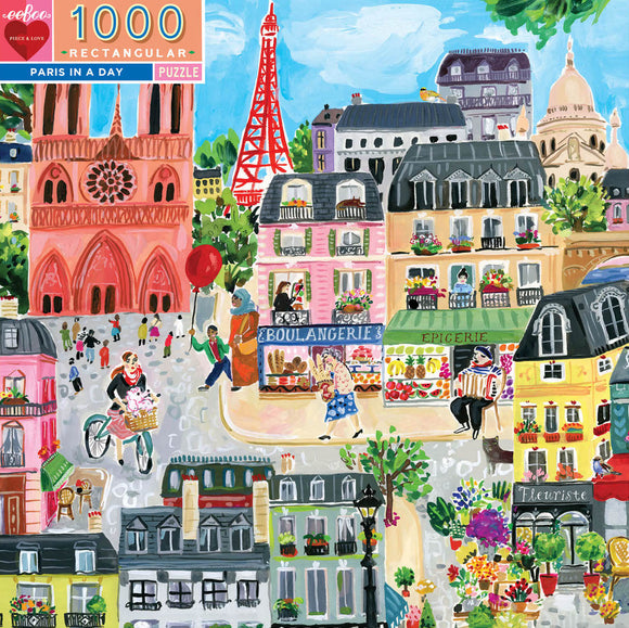 Eeboo | Paris in a Day - Jennifer Orkin Lewis | 1000 Pieces | Jigsaw Puzzle