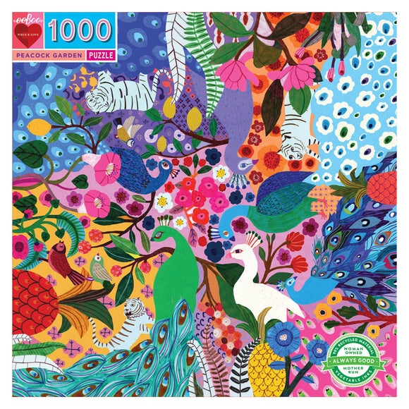 Eeboo | Peacock Garden - Monika Forsberg | 1000 Pieces | Jigsaw Puzzle