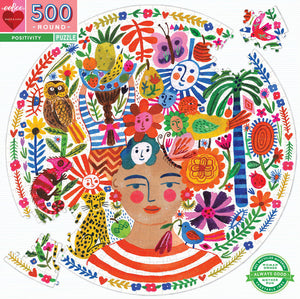 Positivity - Carolyn Gavin | Eeboo | 500 Pieces | Round Jigsaw Puzzle