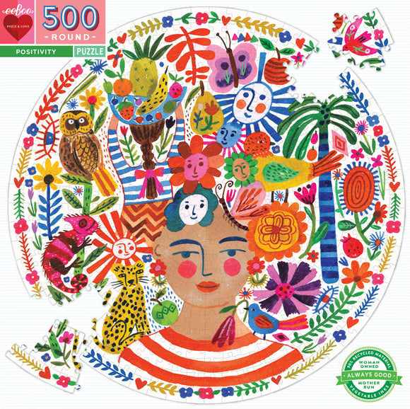 Eeboo | Positivity - Carolyn Gavin | 500 Pieces | Round Jigsaw Puzzle