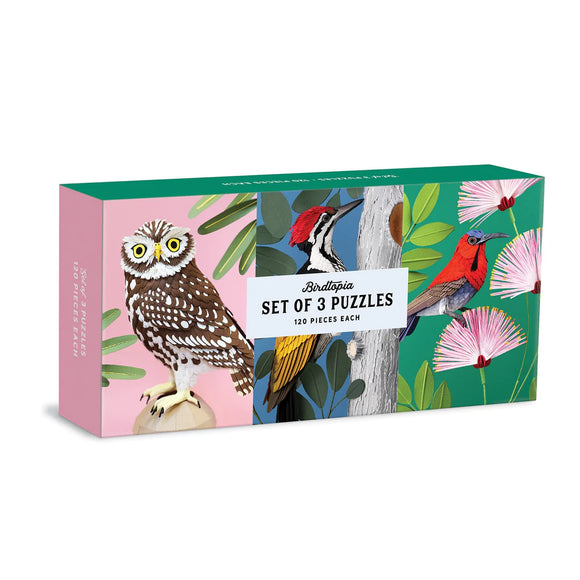 Galison | Birdtopia - Diana Beltran Herrera | 3 x 120 Pieces | Jigsaw Puzzle