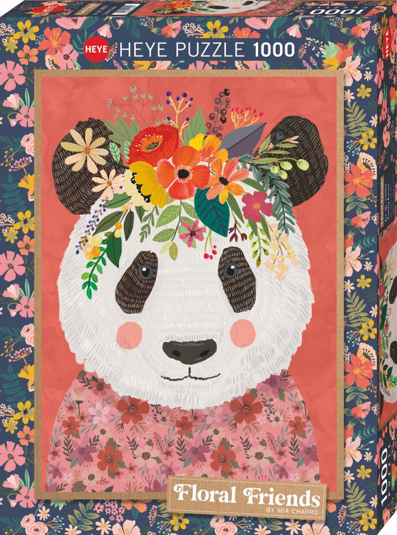 HEYE | Cuddly Panda - Floral Friends | Mia Charro | 1000 Pieces | Jigsaw Puzzle