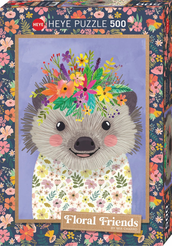 HEYE | Funny Hedgehog - Floral Friends | Mia Charro | 500 Pieces | Jigsaw Puzzle