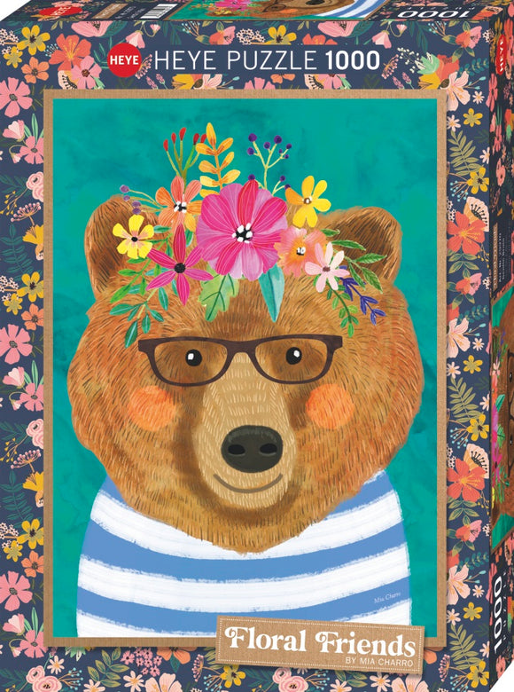 HEYE | Gentle Bruin - Floral Friends | Mia Charro | 1000 Pieces | Jigsaw Puzzle