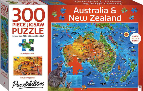 Hinkler | Australia and New Zealand Map - Puzzlebilities | 300 Pieces | Jigsaw Puzzle