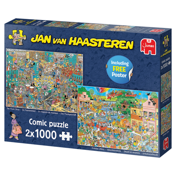 The Music Shop & Holiday Jitters | Jan van Haasteren | JUMBO | 2 X 1000 Pieces | Jigsaw Puzzle