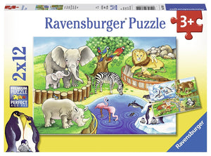 Animals in the Zoo | Ravensburger | 2 x 12 Pieces | Jigsaw Puzzle