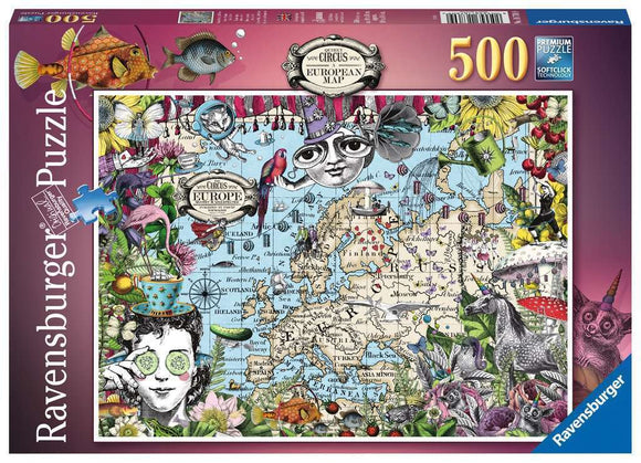 Ravensburger | European Map - Quirky Circus | 500 Pieces | Jigsaw Puzzle