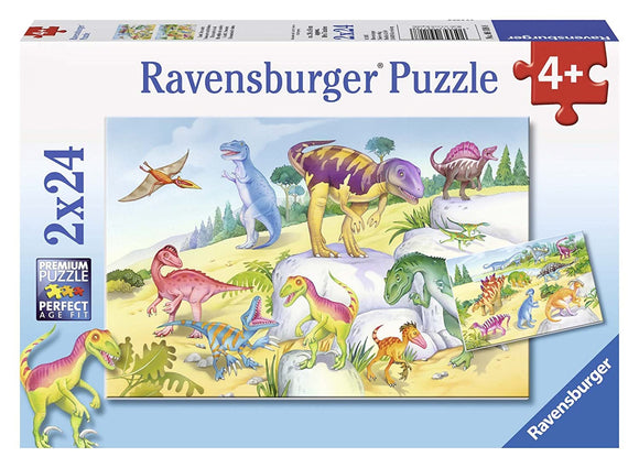 Ravensburger | Colourful Dinosaurs | 2 x 24 Pieces | Jigsaw Puzzle