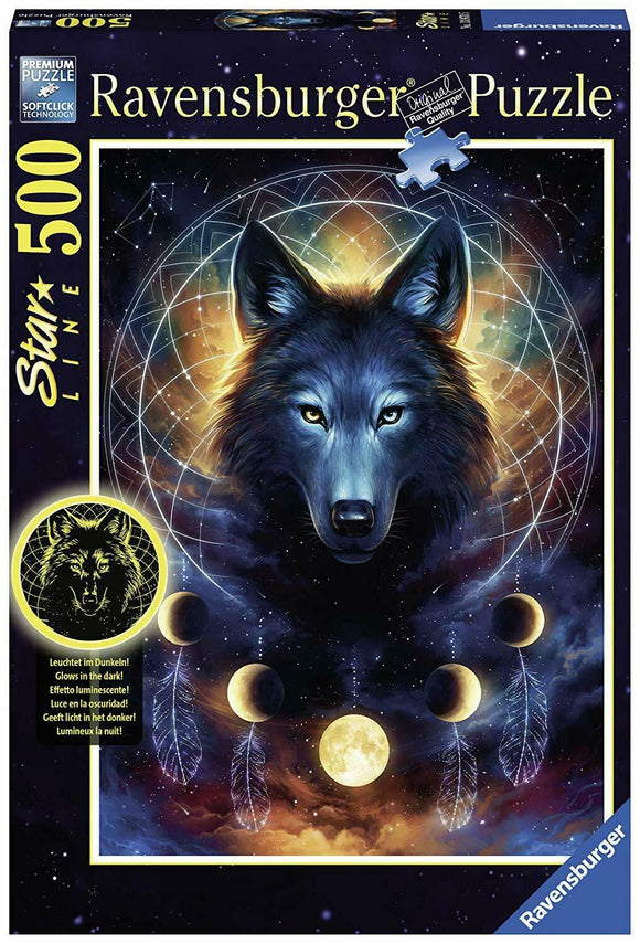 Ravensburger | Lunar Wolf - StarLine | 500 Pieces | Jigsaw Puzzle | Glow In The Dark