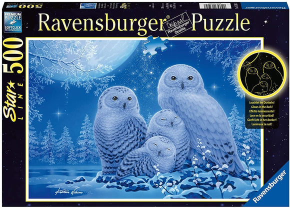 Ravensburger | Owls in Moonlight - StarLine | 500 Pieces | Jigsaw Puzzle | Glow In The Dark