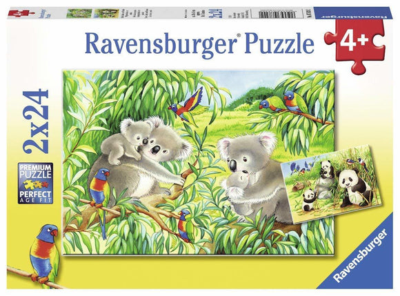 Ravensburger | Sweet Koalas and Panda | 2 x 24 Pieces | Jigsaw Puzzle