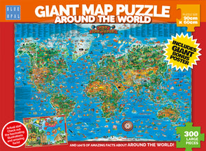 Blue Opal | Giant Map Puzzle - Around the World | 300 Pieces | Jigsaw Puzzle