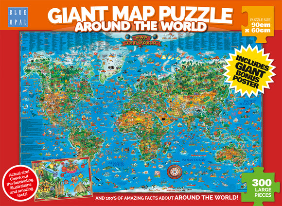 Blue Opal | Giant Map Puzzle - Around the World | 300 Pieces | Jigsaw Puzzle