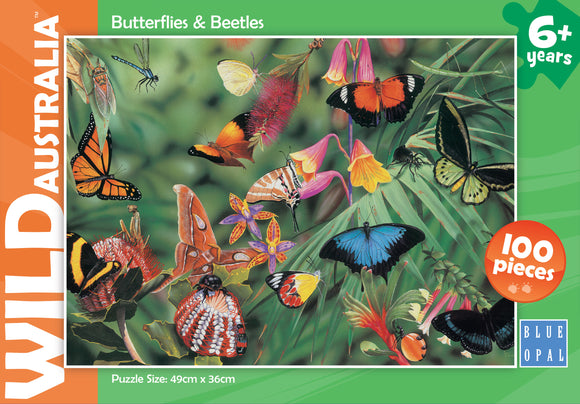 Blue Opal | Butterflies & Beetles - WILD Australia | 100 Pieces | Jigsaw Puzzle