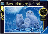Owls in Moonlight | Star Line | Ravensburger | 500 Pieces | Jigsaw Puzzle | Glow In The Dark - Puzzles +