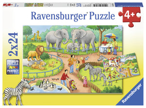 Ravensburger | A Day at The Zoo | 2 x 24 Pieces | Jigsaw Puzzle