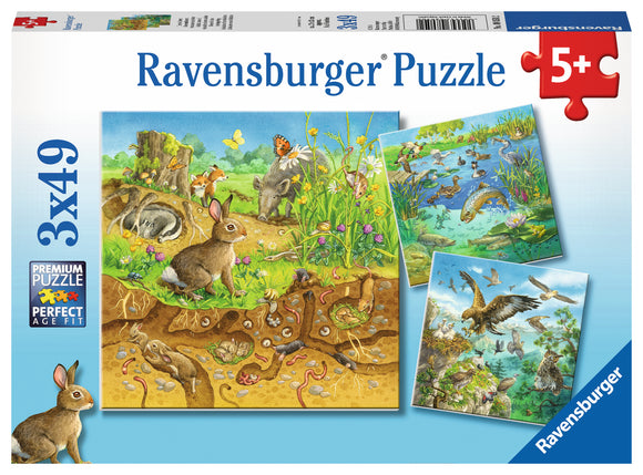 Ravensburger | Animals in Their Habitats | 3 X 49 Pieces | Jigsaw Puzzle