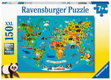 Animal World Map | Ravensburger | 150 XXL Pieces | Jigsaw Puzzle