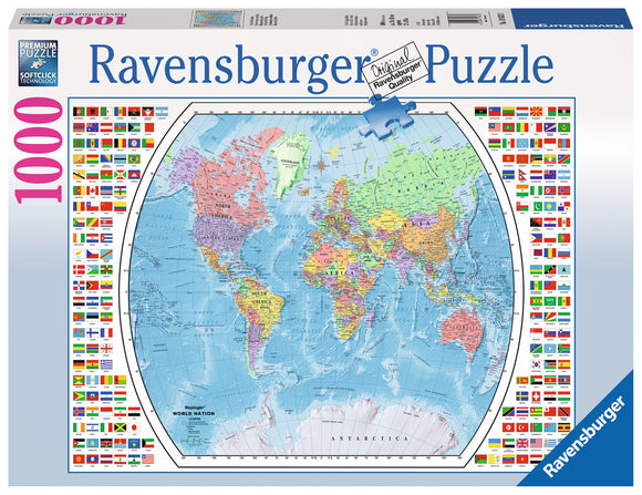 Ravensburger | Political World Map | 1000 Pieces | Jigsaw Puzzle